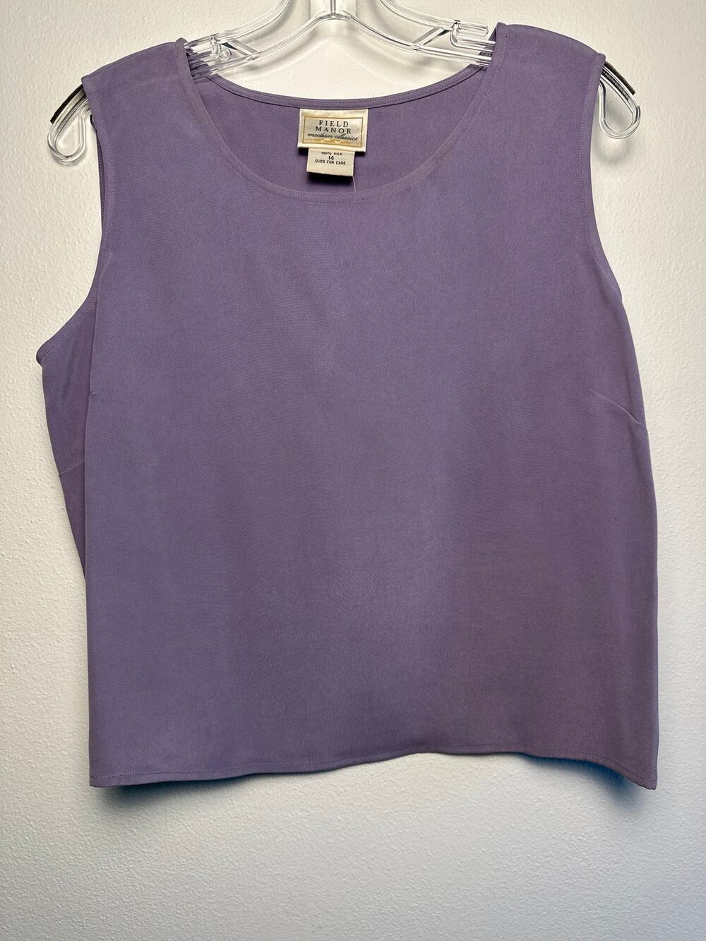 NWT Vintage Field Manor 100% Silk Scoop Neck Tank Top Lavendar | Lagenlook